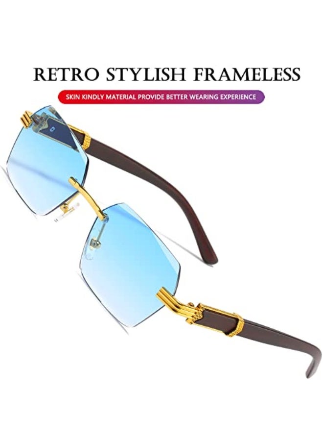 Retro Rimless Sunglasses Rectangle Unisex Vintage Frameless Sun Glasses Fashion Square Tinted Glasses - Image 5