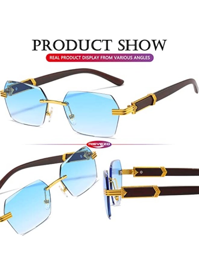 Retro Rimless Sunglasses Rectangle Unisex Vintage Frameless Sun Glasses Fashion Square Tinted Glasses - Image 4