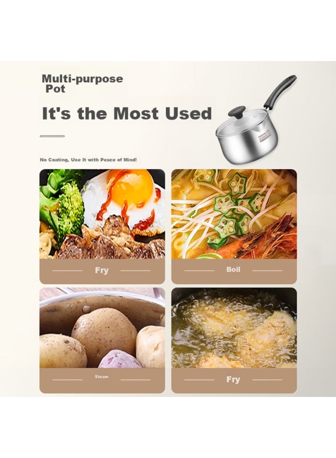 Joyoung Milk Pot, Baby Food Pot, 316l Stainless Steel, Noodle And Milk Heating Pot, Compatible With Gas And Induction Cookers, Small Soup Pot, Cj161 - Image 3