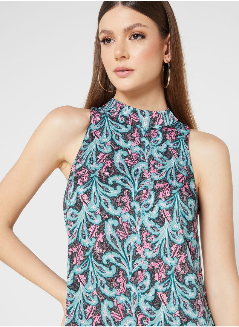 Wallis Petite - High Neck Printed Dress - Image 1