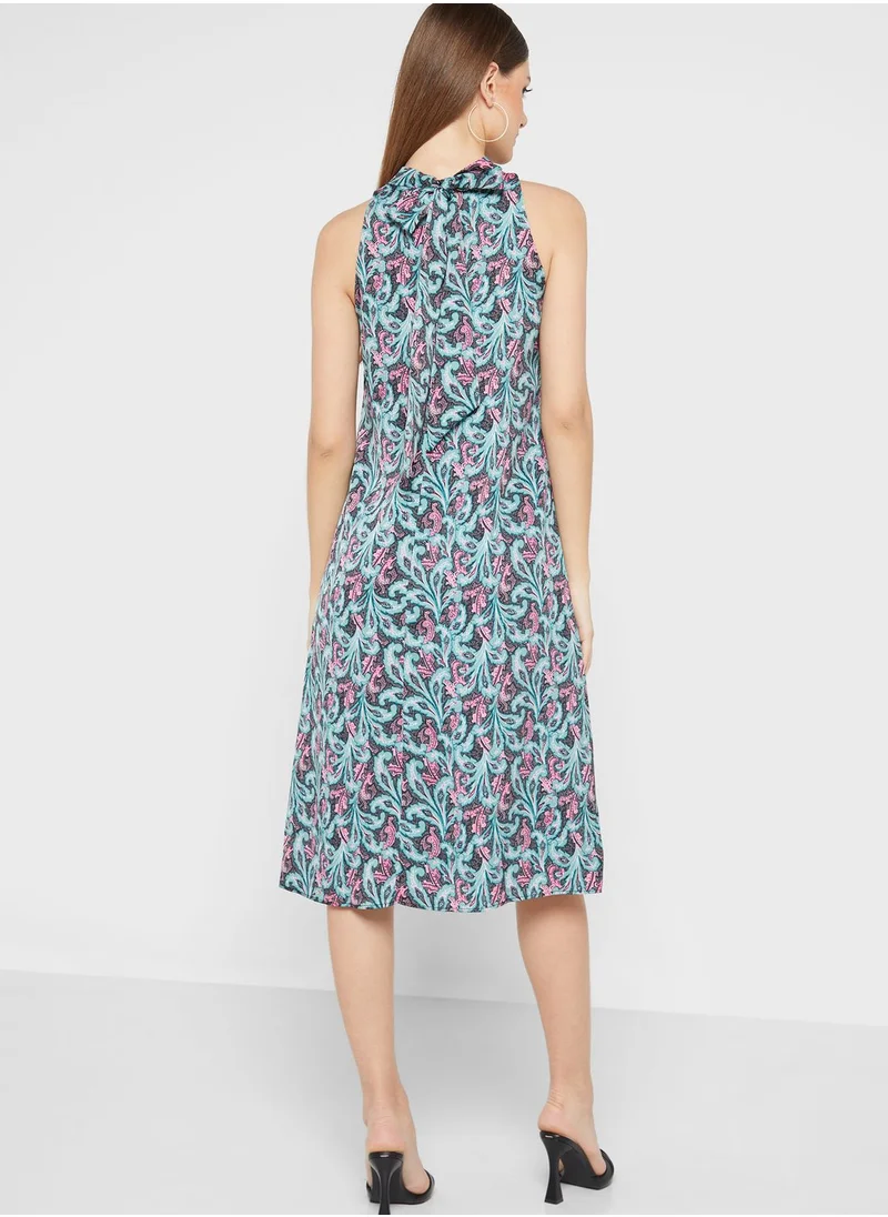 Wallis Petite High Neck Printed Dress