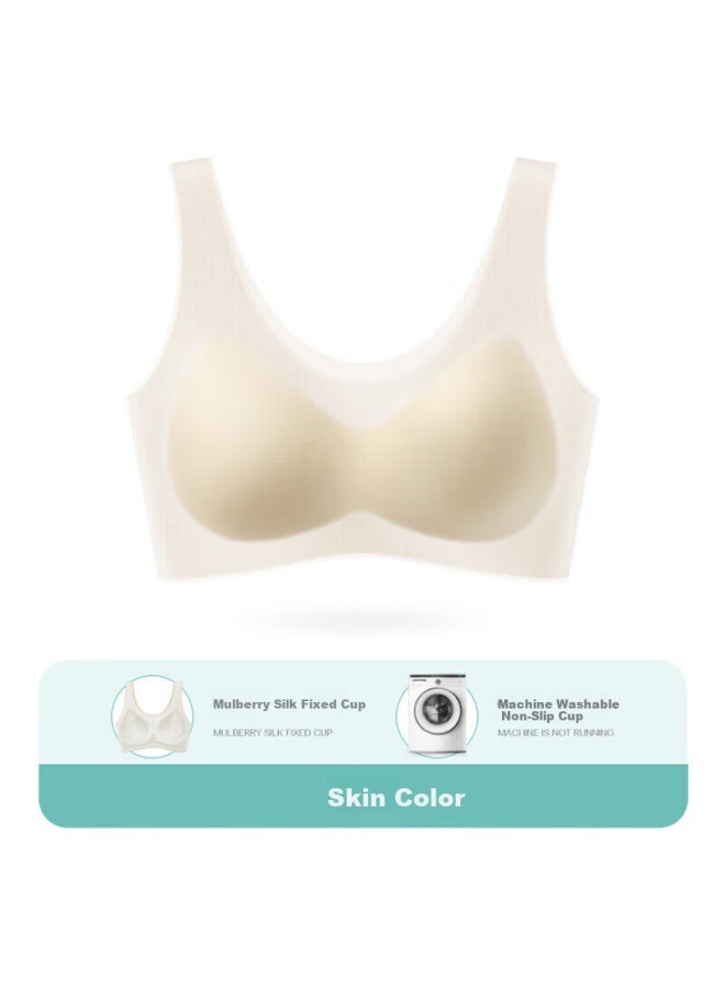Mei Ya Ting Silk Bra Women Summer Thin No Steel Ring Gathered Bra Backless Sports Breathable Bra