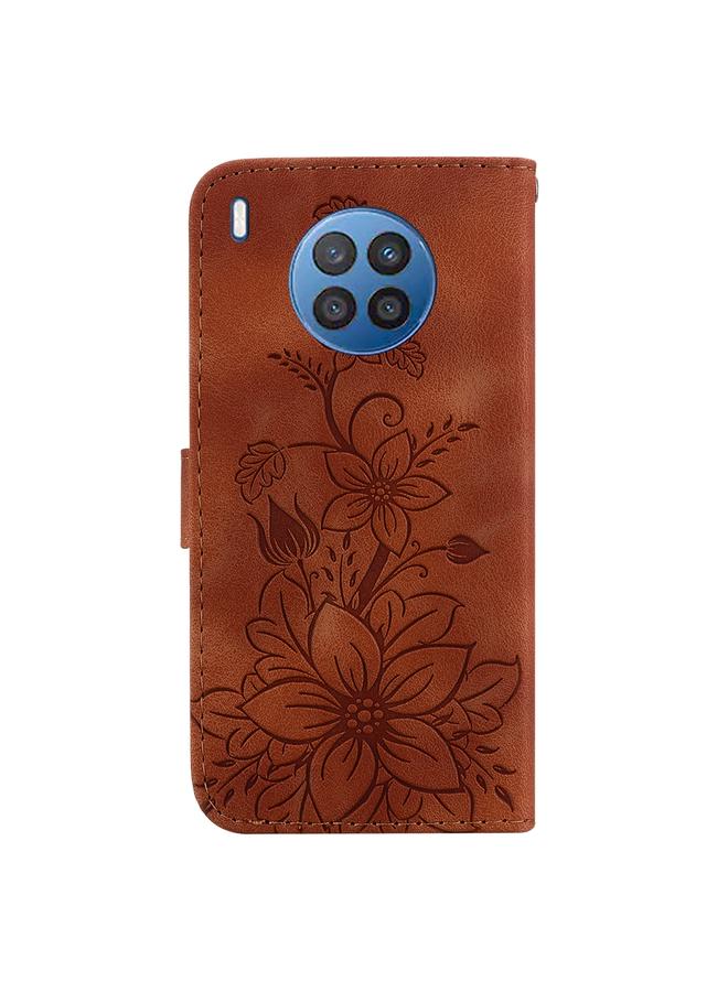 اس-توب جراب لهاتف Huawei nova 8i / Honor 50 Lite جراب هاتف من الجلد المنقوش بزهرة الزنبق - Image 3