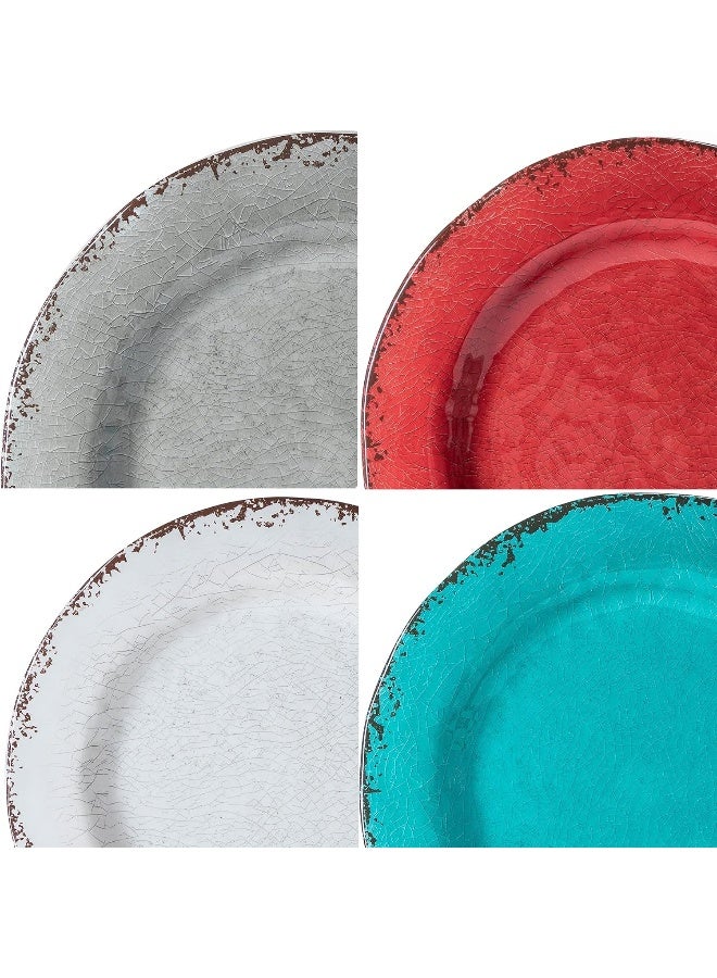 LEHAHA طقم أطباق وأوعية ميلامين ريفي خالي من BPA مثالي لتناول الطعام في الداخل والخارج، 12 قطعة، طقم أدوات مائدة غير قابلة للكسر، خدمة لـ 4 أشخاص - Image 3