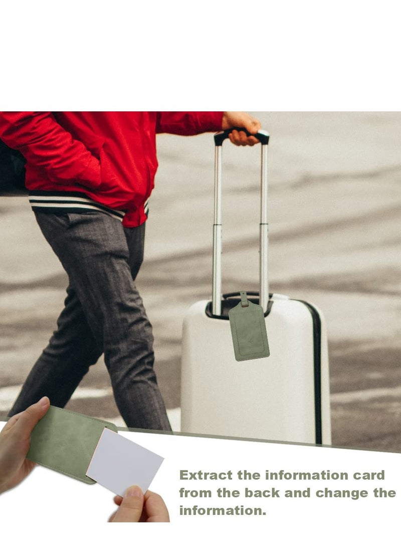 KASTWAVE بطاقات أمتعة جلدية، بطاقات أمتعة جلدية مع غطاء وحزام، بطاقة تعريف اسم للأمتعة، بطاقات تعريف حقائب السفر المتينة، ملصقات أمتعة مخصصة للنساء والرجال، سفن الرحلات البحرية - Image 5