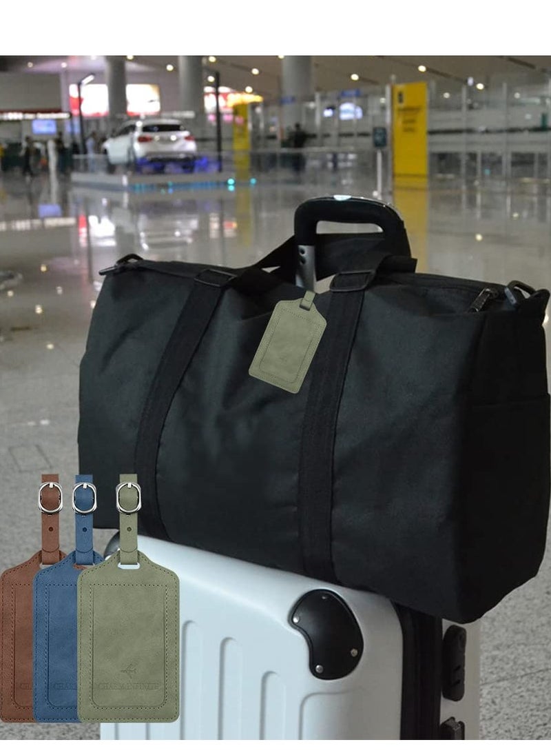 KASTWAVE بطاقات أمتعة جلدية، بطاقات أمتعة جلدية مع غطاء وحزام، بطاقة تعريف اسم للأمتعة، بطاقات تعريف حقائب السفر المتينة، ملصقات أمتعة مخصصة للنساء والرجال، سفن الرحلات البحرية - Image 3