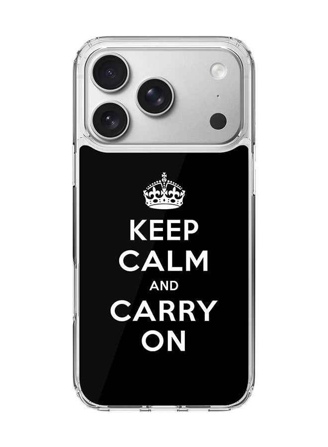 Stylizedd Classic Clear MagSafe Case for iPhone 17 Pro , Hybrid Soft Case Flexible Edges Anti Drop TPU PC Gel Thin Transparent Cover [ Designed for iPhone 17 Pro ] - Keep calm and carry on - Image 1