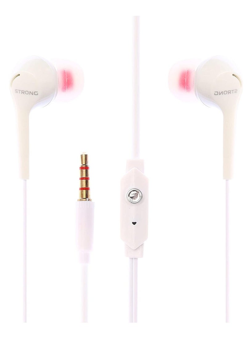 Strong - ST-179 Wired Stereo Earphone Handsfree In-Ear 3.5mm Jack headset earbuds- White - Image 1
