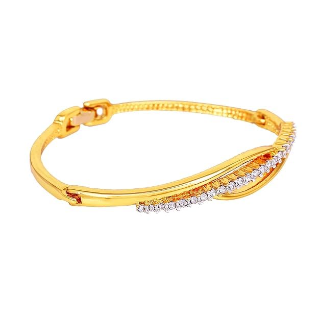 Estele 24 Kt Gold And Silver Plated Line Stack Cuff Bracelet For Valentines Day Gift - Image 3