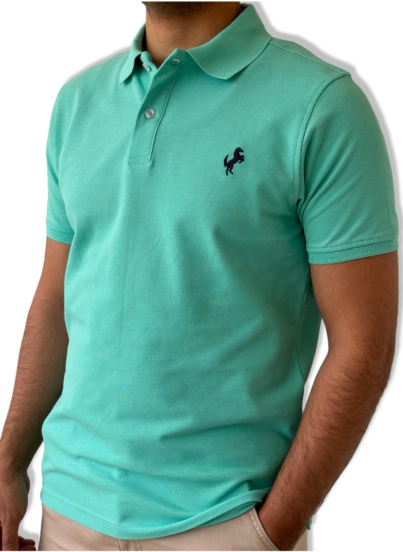 Horse Polo Horse Polo Classic Polo Shirt, Aqua  - Image 1