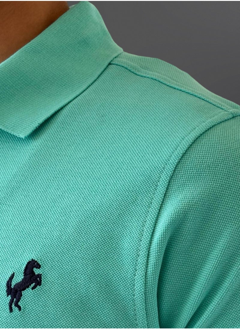 Horse Polo Horse Polo Classic Polo Shirt, Aqua  - Image 4