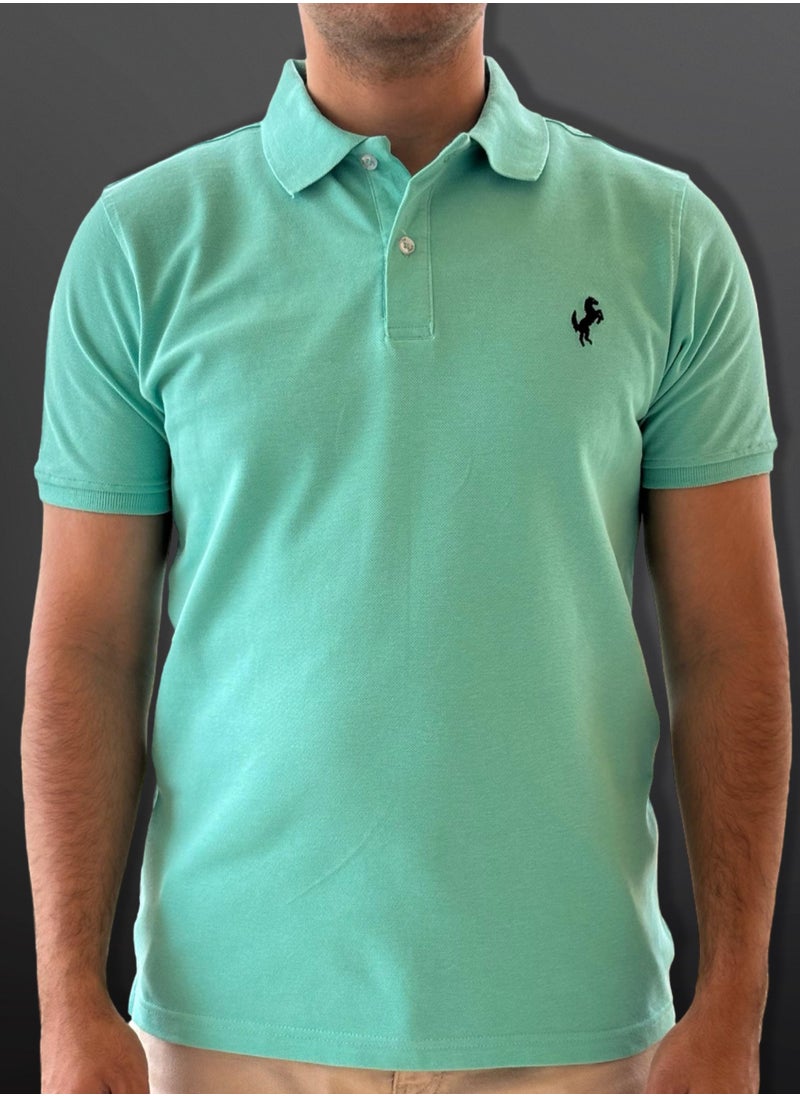 Horse Polo Horse Polo Classic Polo Shirt, Aqua  - Image 2