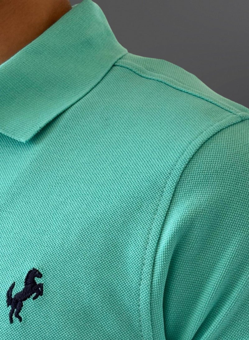 Horse Polo Polo Shirt Classic, Aqua - Image 4
