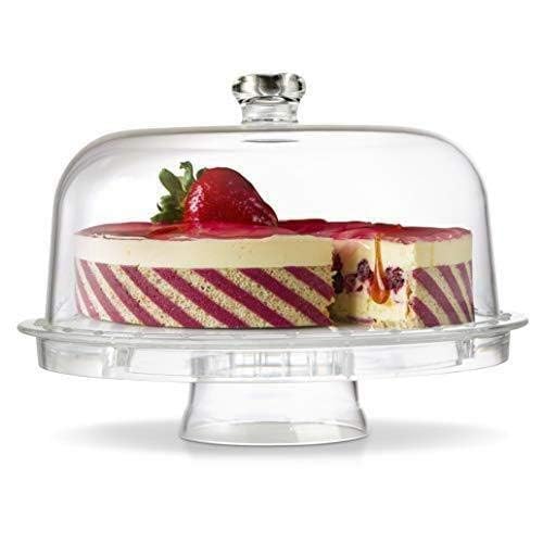 HOMETIC Multi-Purpose 6-in-1 Multi-Function Cake Stand & Serving Platter with Dome Lid - Multi-Purpose Platter for Cakes, Salads, Snacks, Desserts, And More - BPA Free - Image 4
