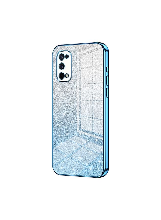 HuHa Case Cover For Realme X7 / Q2 Pro Gradient Glitter Powder Electroplated Phone Case Blue 