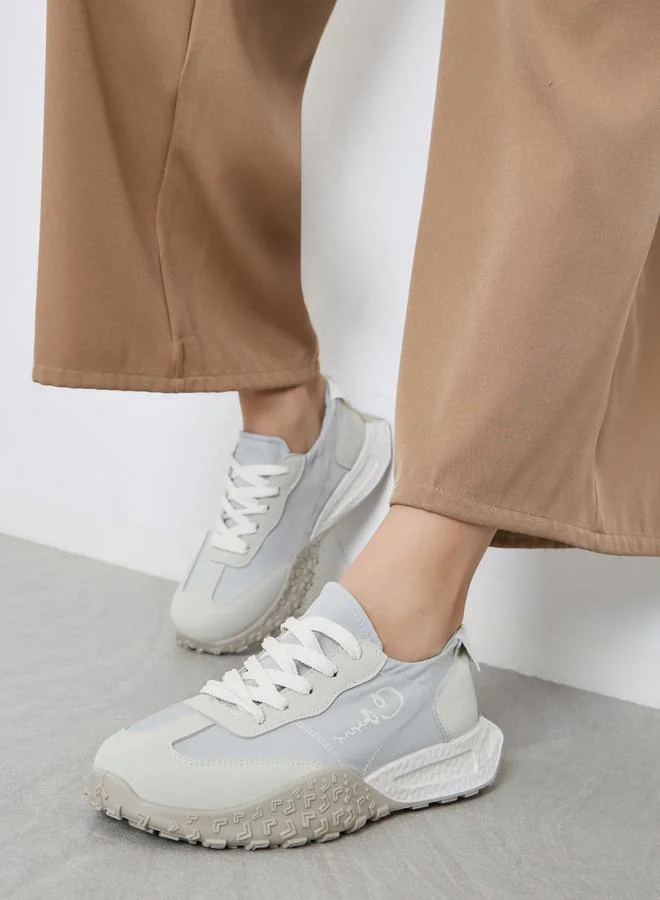 Take Two Take Two Women Printed Panel Stretch-Lace Sneakers