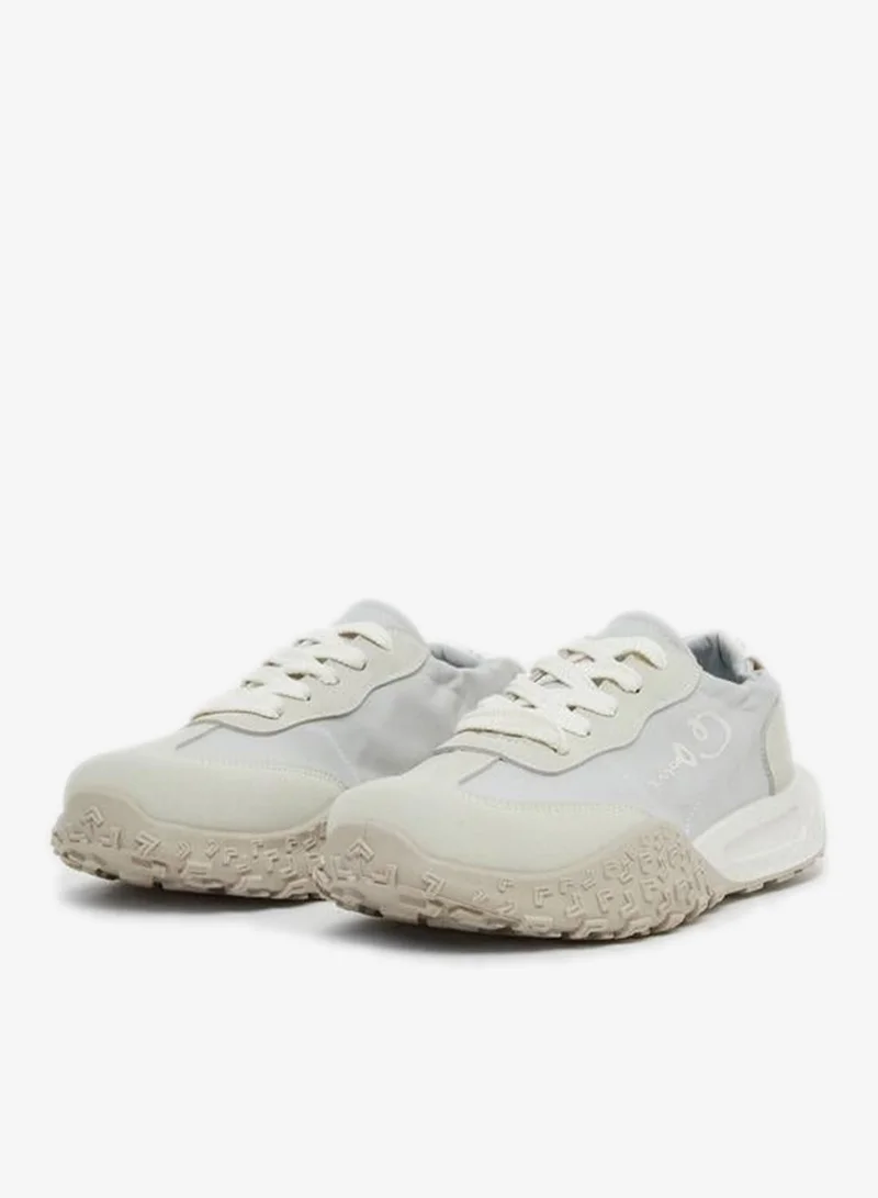 Take Two Grey Women Printed Panel Stretch-Lace Sneakers for Women | Best Price UAE