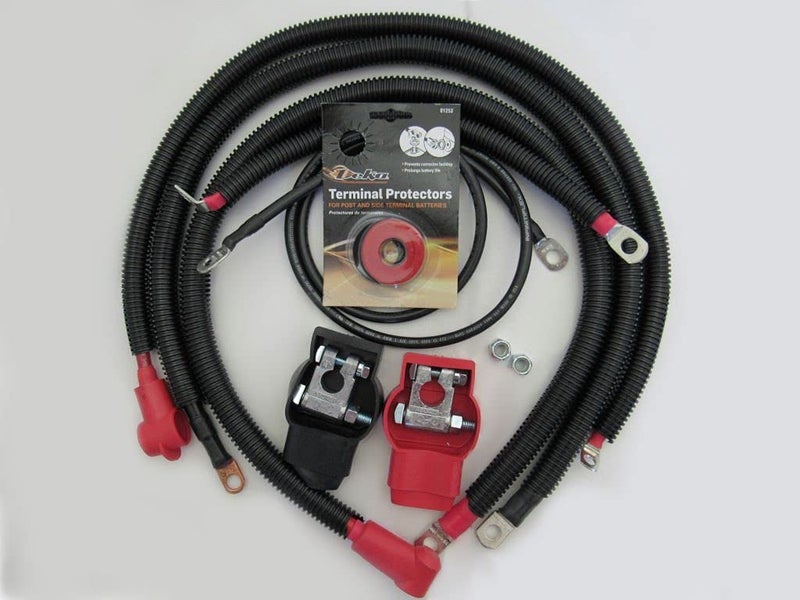 Custom Battery Cables CompatibleReplacement kit for 19982006 Jeep Wrangler TJ 6cylinder 40L 1 gauge cable Military Terminals Covers loom upgraded alternator wire ZEN Big 3 kit