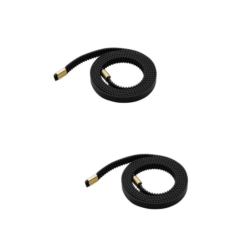 Black 2pcs Printer Timing Belt 76 5x0 6cm Open Belt Copper Buckle Linear Motion Accessory - Image 2