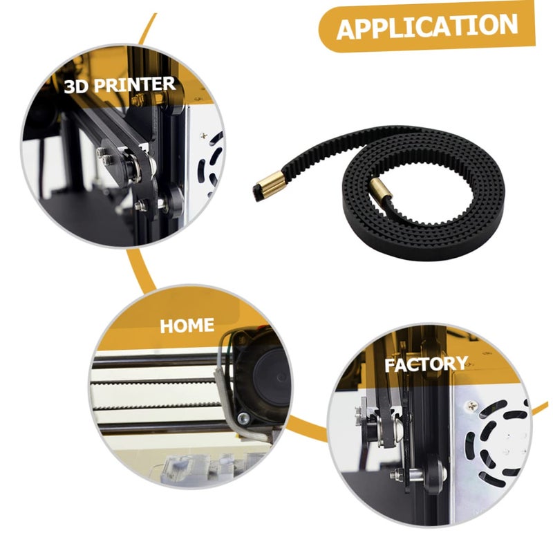 Black 2pcs Printer Timing Belt 76 5x0 6cm Open Belt Copper Buckle Linear Motion Accessory - Image 5