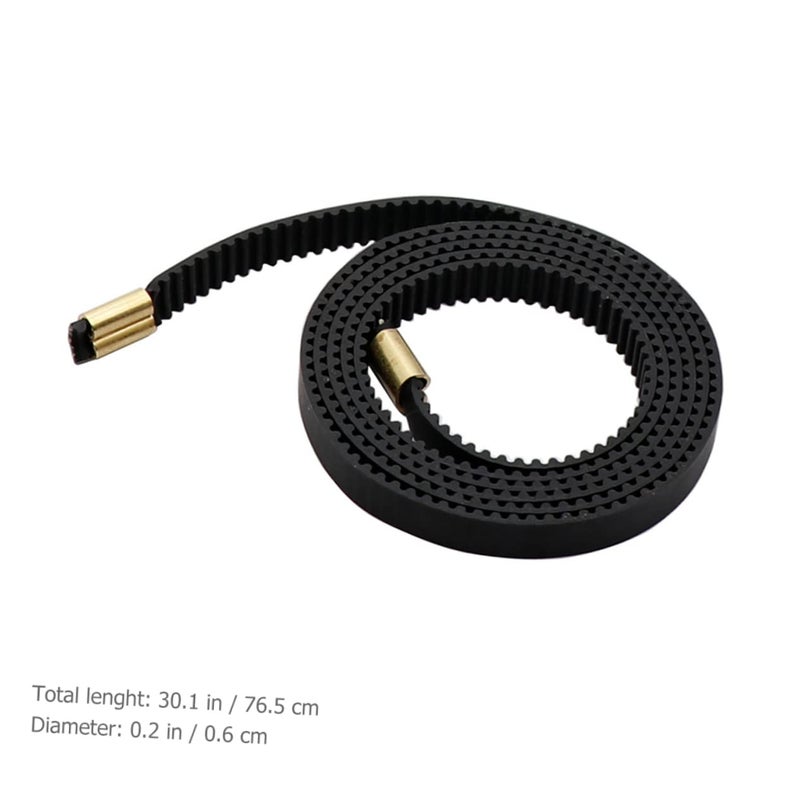 Black 2pcs Printer Timing Belt 76 5x0 6cm Open Belt Copper Buckle Linear Motion Accessory - Image 3