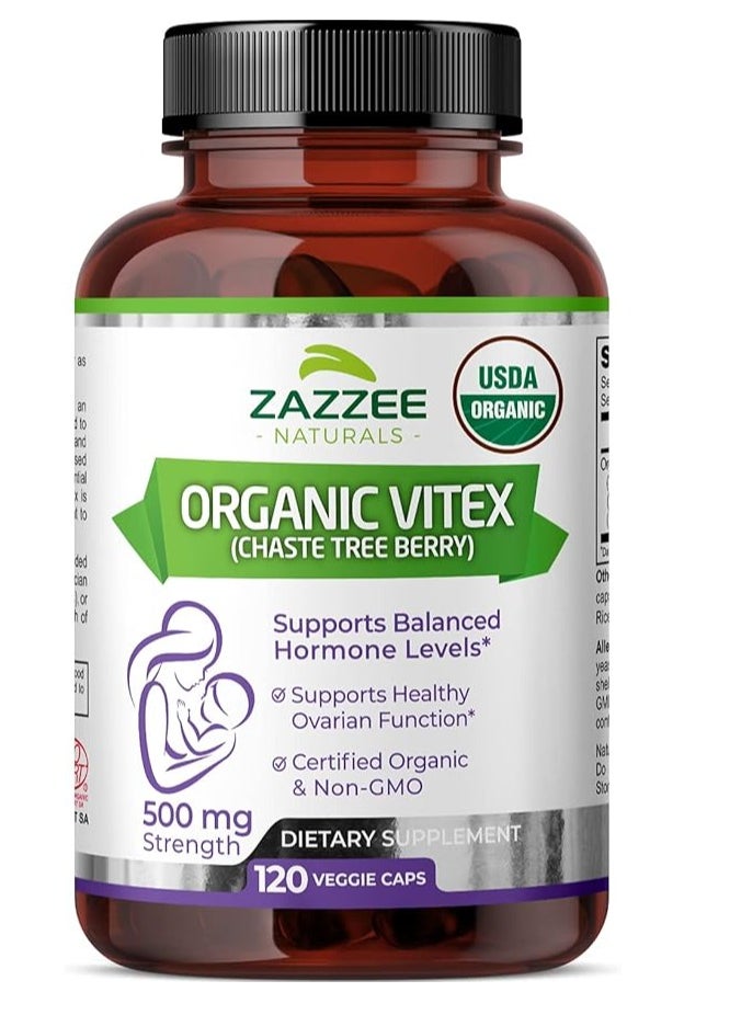 Zazzee Naturals - Organic Vitex Chaste Tree Berry 500Mg 120 Caps - Image 1