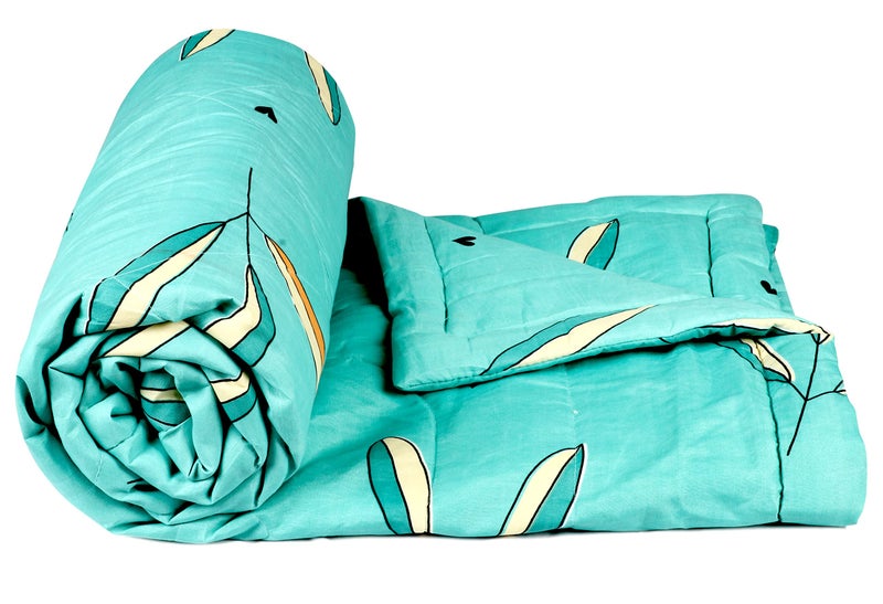 VAS COLLECTIONS ® 350TC Glace Cotton Floral AC Comforter Set King Size Double Bed with Flat bedsheet and Two King Pillow Covers (Beige and Green, 90x90 inch) - 4 PC - Image 5