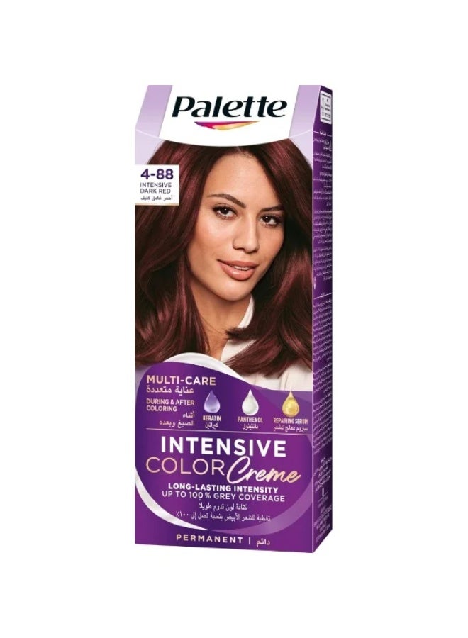 Permanent Hair Dye, Intensive Dark Red 4-88, 50ml+50ml+10ml