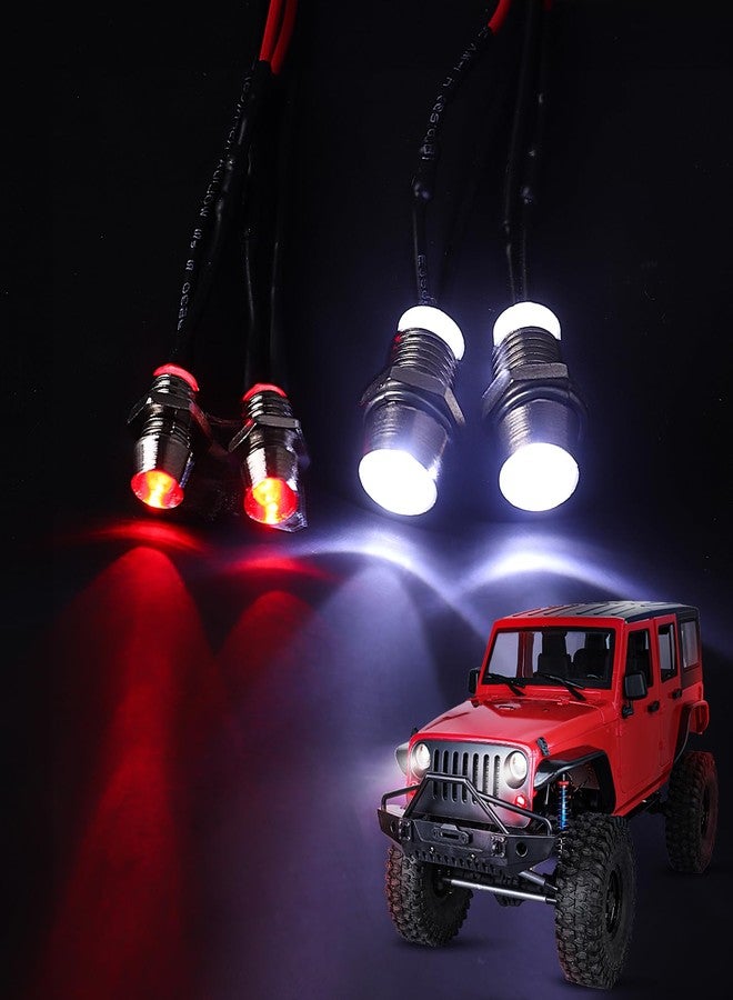CrazyHobby مجموعة مصابيح أمامية وخلفية LED من CrazyHobby، مزودة بأربعة مصابيح LED، متوافقة مع سيارات Traxxas Slash وRustler وTamiya وArrma وRedcat وHSP وRC4WD وAxial SCX10 RC وسيارات الزحف والدبابات - Image 1