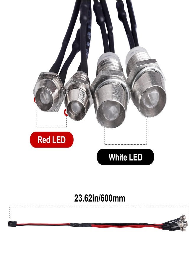CrazyHobby مجموعة مصابيح أمامية وخلفية LED من CrazyHobby، مزودة بأربعة مصابيح LED، متوافقة مع سيارات Traxxas Slash وRustler وTamiya وArrma وRedcat وHSP وRC4WD وAxial SCX10 RC وسيارات الزحف والدبابات - Image 2
