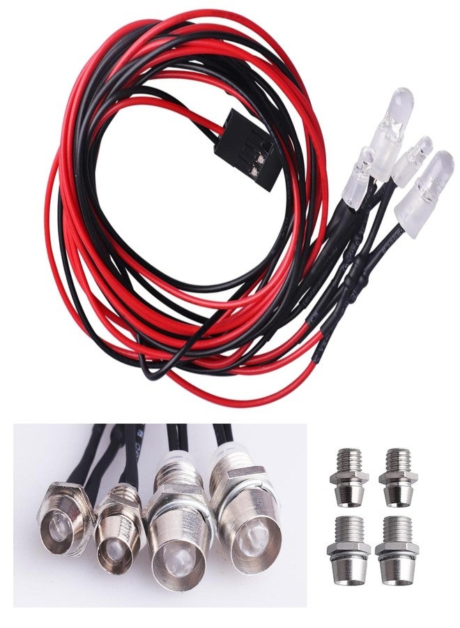 CrazyHobby مجموعة مصابيح أمامية وخلفية LED من CrazyHobby، مزودة بأربعة مصابيح LED، متوافقة مع سيارات Traxxas Slash وRustler وTamiya وArrma وRedcat وHSP وRC4WD وAxial SCX10 RC وسيارات الزحف والدبابات - Image 3