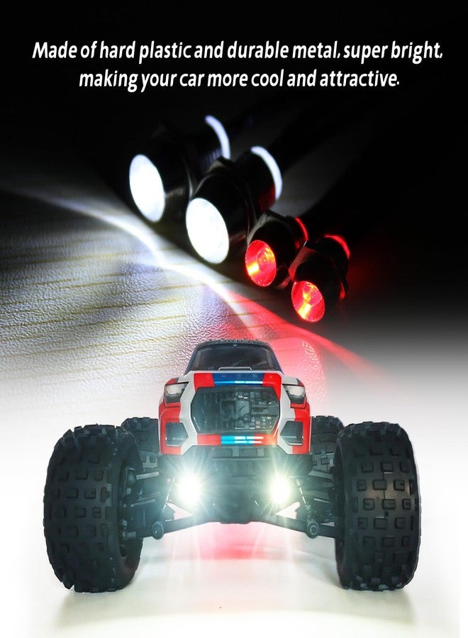 CrazyHobby مجموعة مصابيح أمامية وخلفية LED من CrazyHobby، مزودة بأربعة مصابيح LED، متوافقة مع سيارات Traxxas Slash وRustler وTamiya وArrma وRedcat وHSP وRC4WD وAxial SCX10 RC وسيارات الزحف والدبابات - Image 4