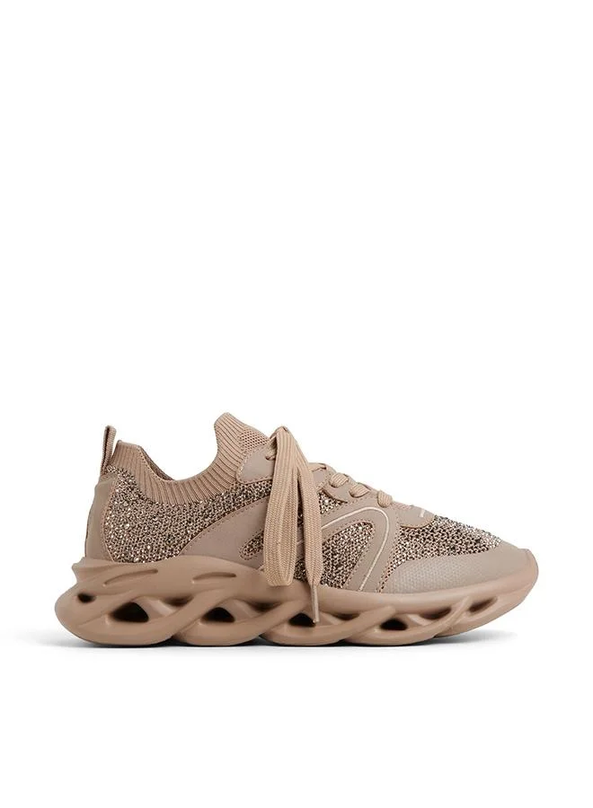 Syma Ladies Beige Low Top Sneaker