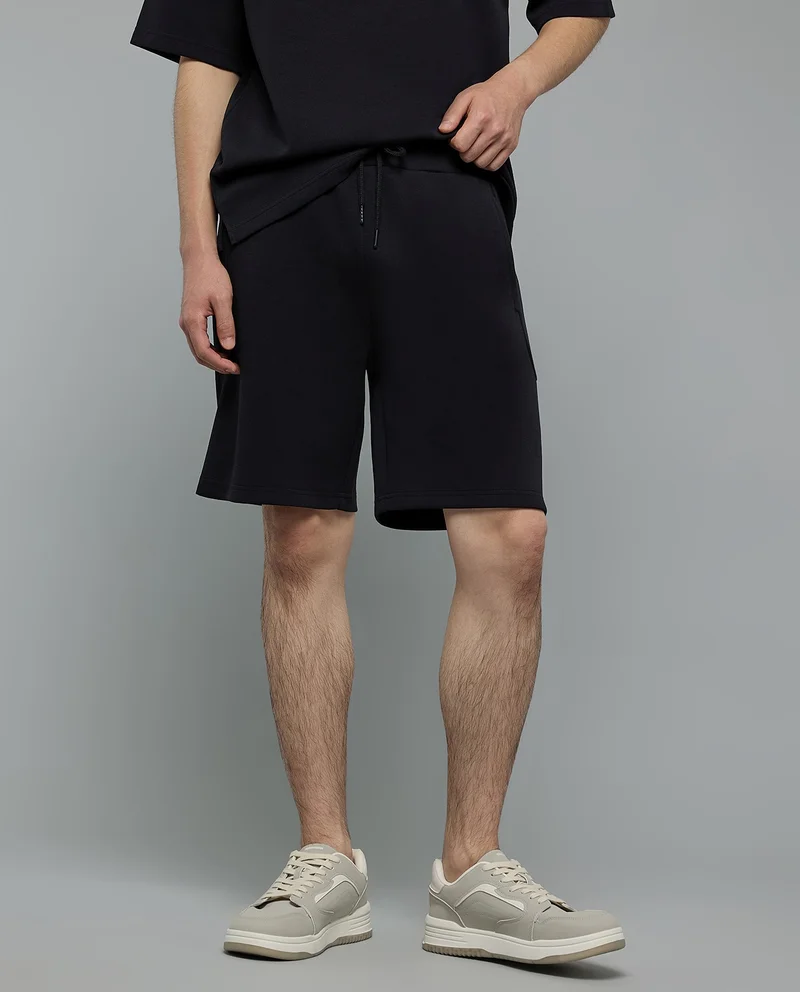 R&B Solid Shorts with Drawstring Waist