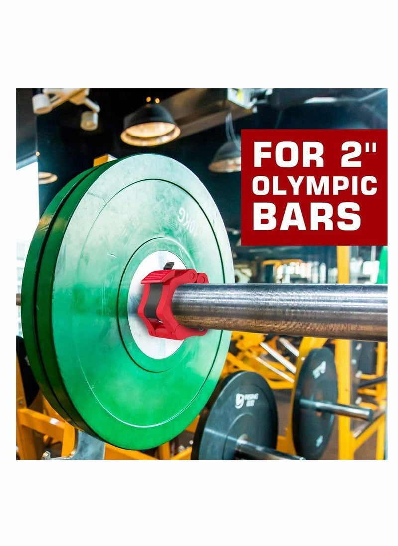 SYOSI - Pair of 2" inch ABS Locking Collars Clamp Hook Grip w/Quick Release Secure Snap Latch For Standard Olympic Barbells - Image 1