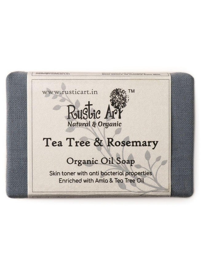 Rustic Art Organic Tea Tree & Rosemary Soap | Amla & Aloevera | For All Skin Types | Coldprocessed | Moisture Balance | For Women & Men | 100g - Image 2