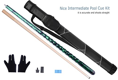 AB Earth Ergonomic Design 13mm Tip 58 Maple Pool Cue Stick Kit with Hard Case Green 21oz - Image 3