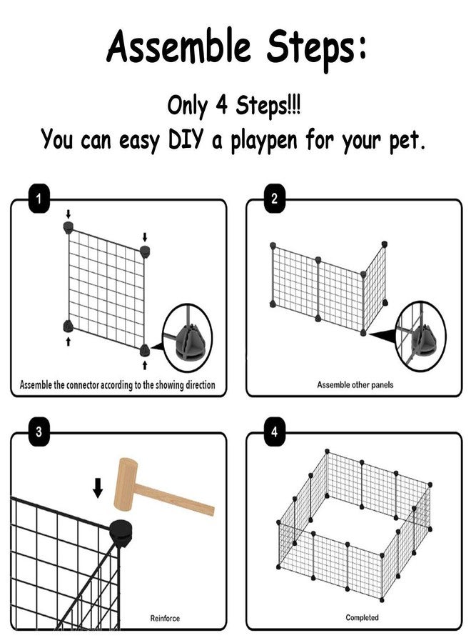 Allisandro Small Animal Pet Playpen, Small Animal Cage for Indoor Outdoor, Portable Metal Wire Pet Fence for Puppy, Cats, Guinea Pigs, Bunny, Turtle, Hamster, Black, 12 Panels, 12x12 Inches - Image 5