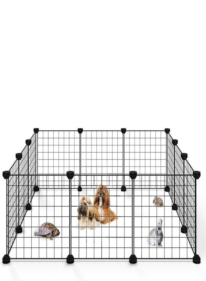 Allisandro Small Animal Pet Playpen, Small Animal Cage for Indoor Outdoor, Portable Metal Wire Pet Fence for Puppy, Cats, Guinea Pigs, Bunny, Turtle, Hamster, Black, 12 Panels, 12x12 Inches - Image 1