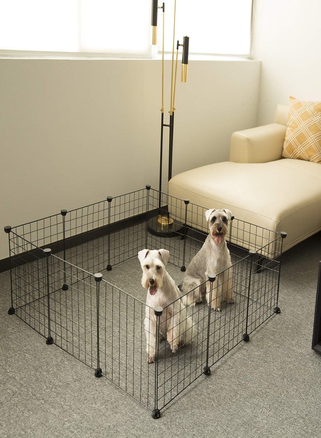 Allisandro Small Animal Pet Playpen, Small Animal Cage for Indoor Outdoor, Portable Metal Wire Pet Fence for Puppy, Cats, Guinea Pigs, Bunny, Turtle, Hamster, Black, 12 Panels, 12x12 Inches - Image 2