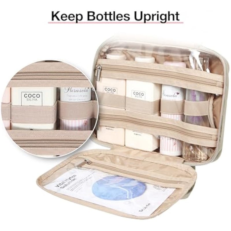 باج سمارت شنطة مستحضرات تجميل معلقة للسفر مع شنطة مستحضرات تجميل شفافة معتمدة من ادارة امن المواصلات الامريكية، شنطة مكياج لمستحضرات التجميل بالحجم الكامل، مقاس L، لون جملي - Image 4