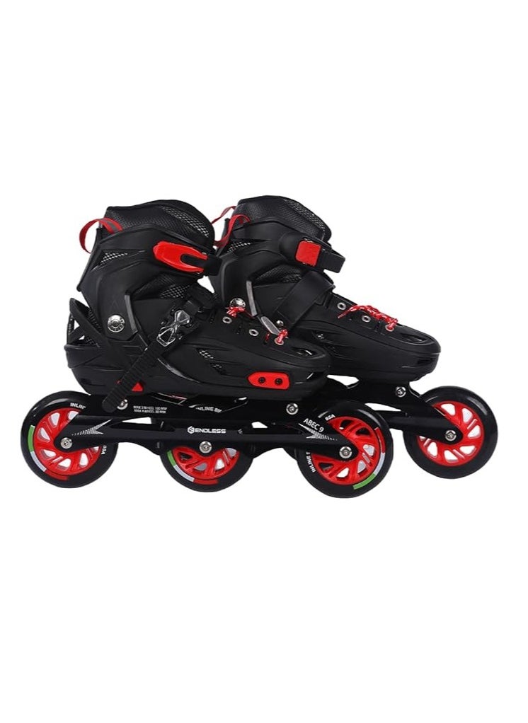 ENDLESS  EL1033 Inline Adjustable Skates Medium Size 34 EUR (UK 1.5) - 38 EUR (UK 5) for 6 to 12 Years | Aluminium Chassis and 100 mm PU Three Wheels | With ABEC 9 Bearings | Indoor and Outdoor  - Image 1