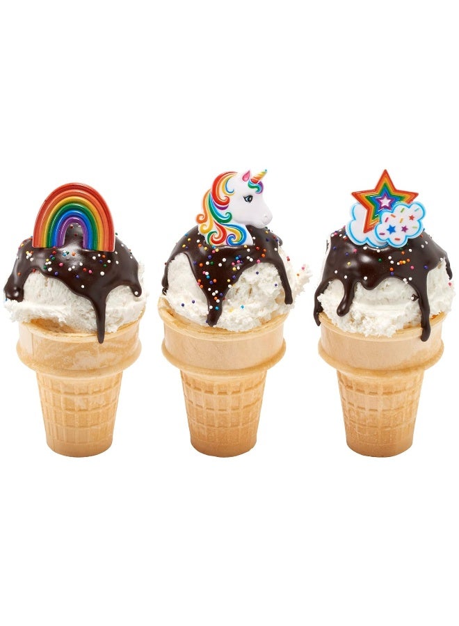 DecoPac DECOPAC Rainbow Unicorn Rings, Cupcake Decorations, Magical Food Safe Cake Toppers â€“ 24 Pack, Multicolor  - Image 3