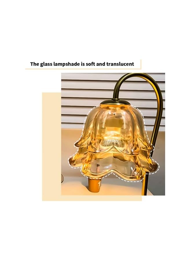 The Bros Amber Flower Candle Lamp, Crystal Lantern with Timer & Wooden Base, Compatible with Jar Candle, Gifts for Women, Home Decor - Image 4