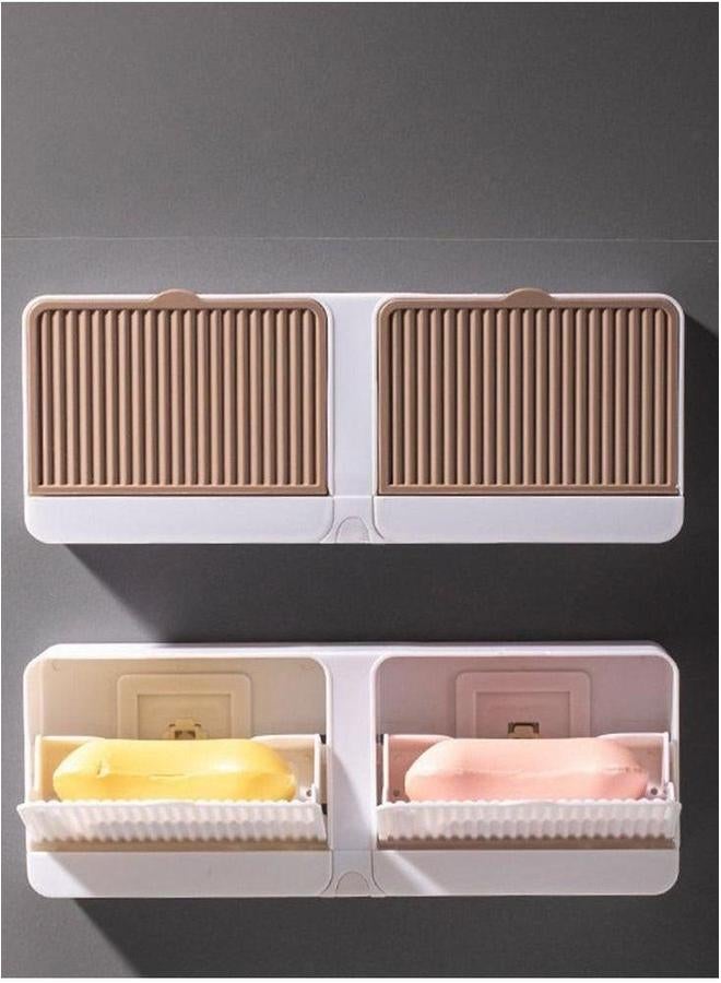 HOMESTAR Double Soap Holder With Drawers And Hooks Strong Adhesive