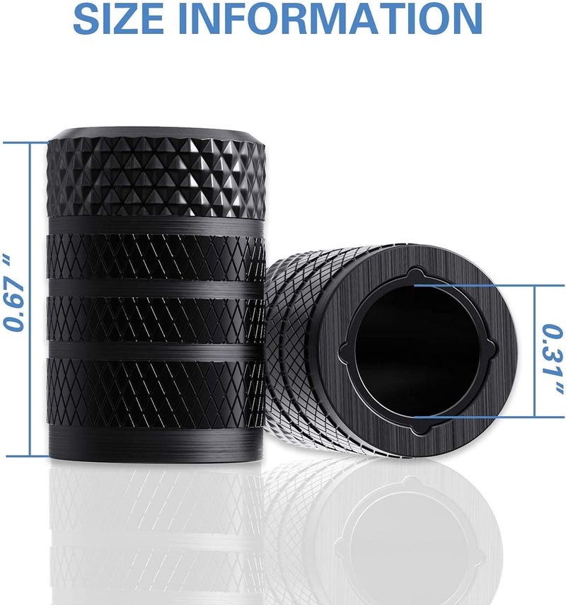 CKAuto Tire Valve Stem Caps, Black, 4 pcs/Pack, Anodized Aluminum Tire Valve Cap Set, Corrosion Resistant, Universal Stem Covers for Cars Trucks Motorcycles SUVs and Bikes - Image 4