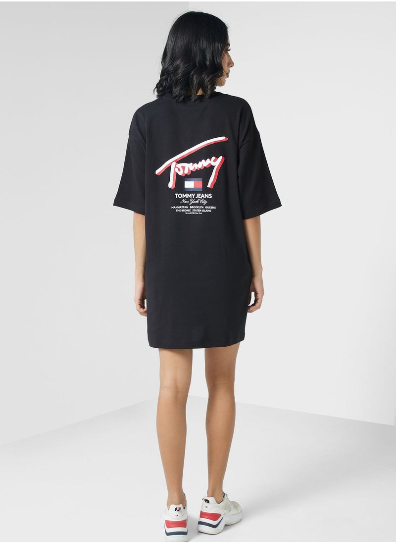 TOMMY JEANS - Crew Neck Logo T-Shirt Dress - Image 1