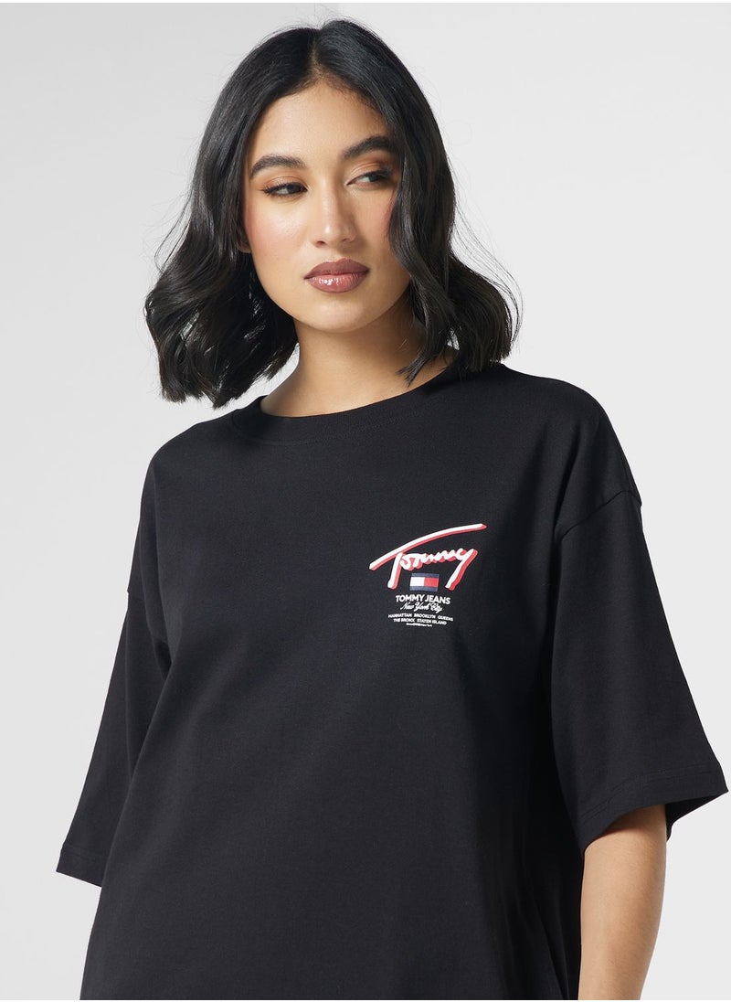 TOMMY JEANS - Crew Neck Logo T-Shirt Dress - Image 1