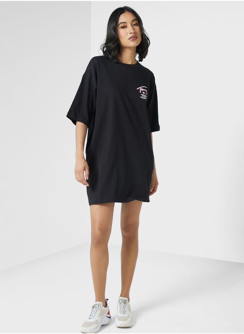 TOMMY JEANS - Crew Neck Logo T-Shirt Dress - Image 1
