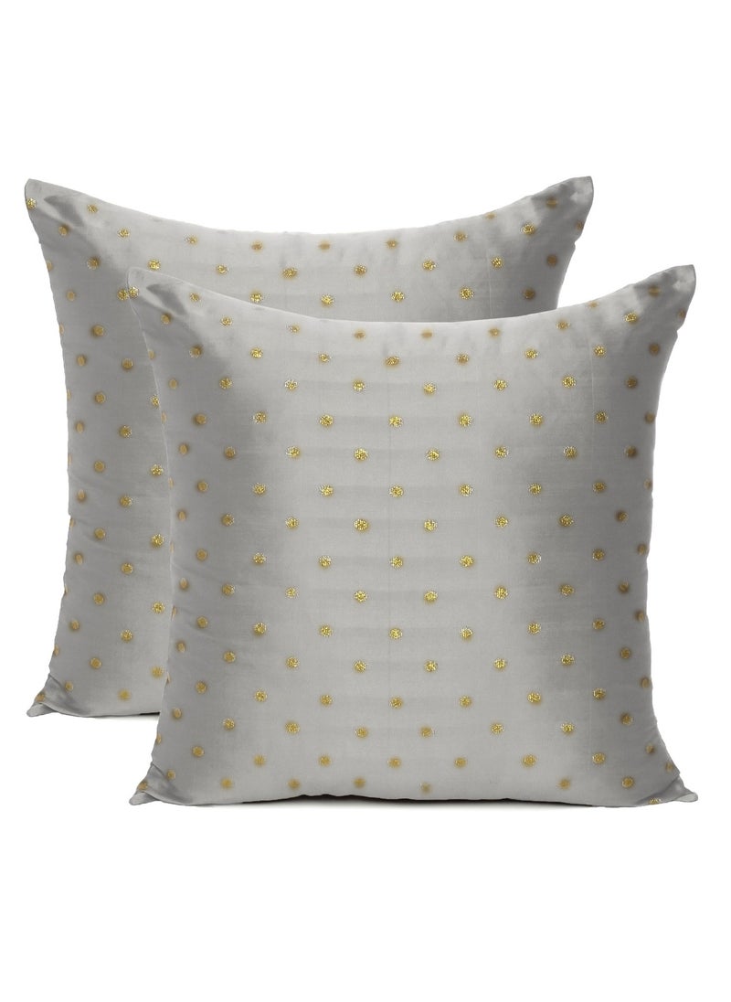 Riara - Art Silk Silver Cushion Cover Throw Pillow Case for Garden Office Sofa Living Room Bedroom Outdoor Couch Farmhouse (Set of 2 18 X 18 Inch) - Image 1